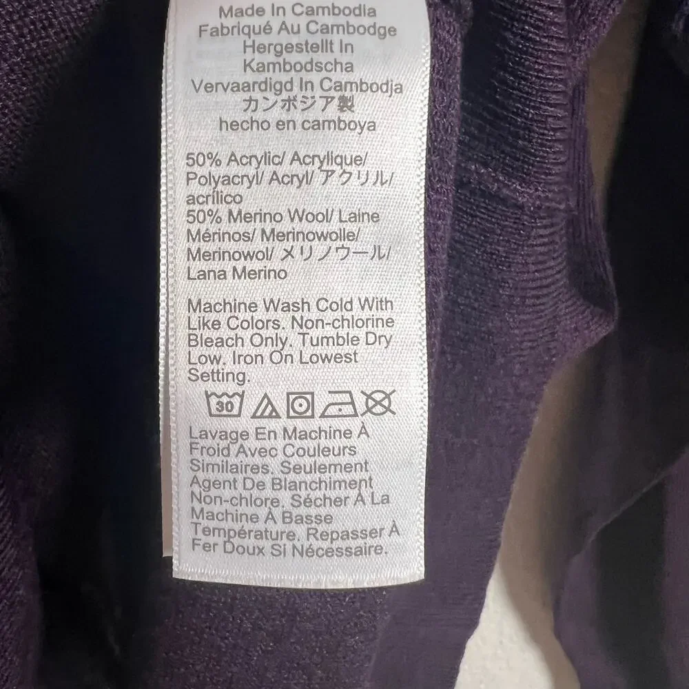 J.Crew Men’s Merino Wool Blend Purple Crewneck Long Sleeve Sweater Size XL
